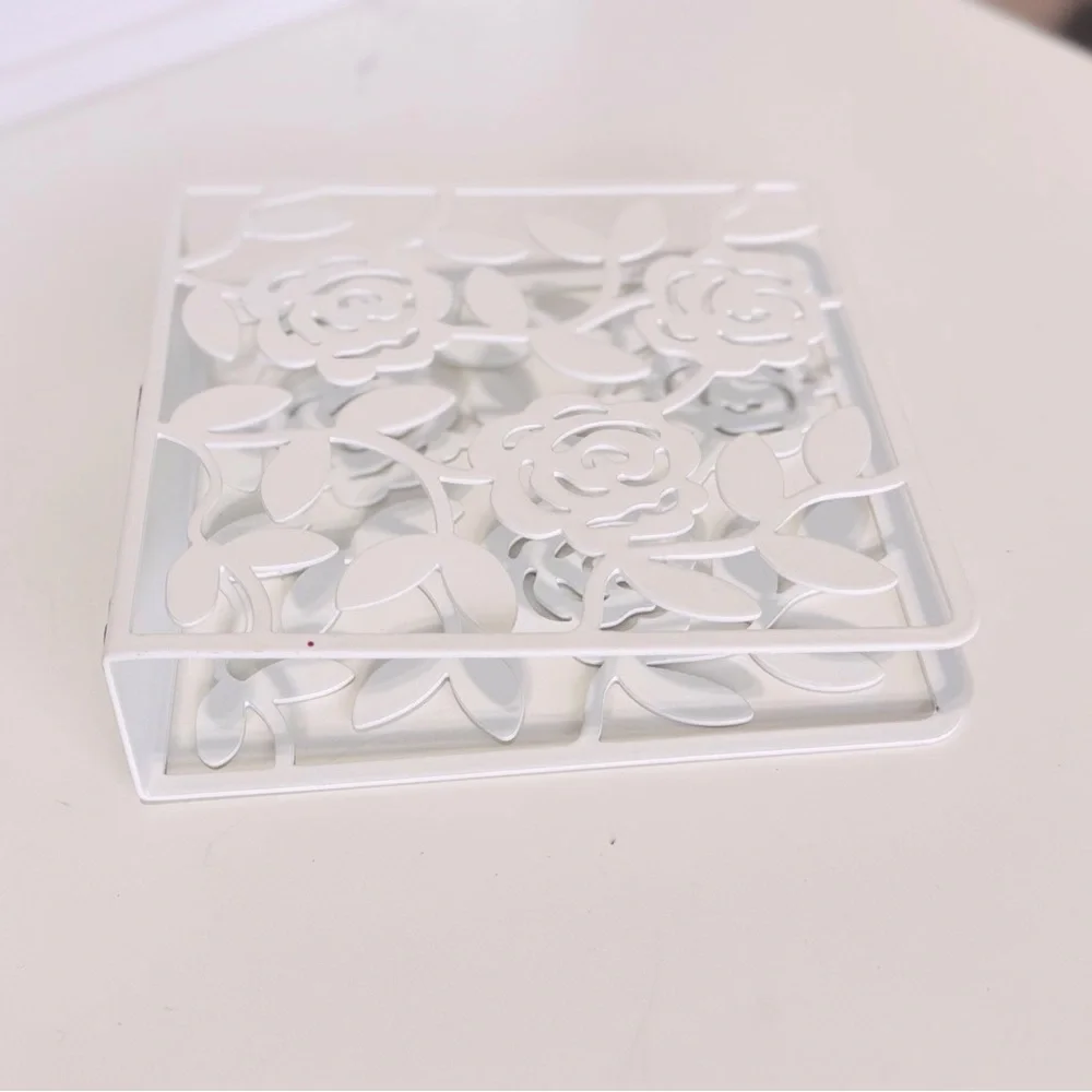 IKEA LIKSIDIG *Discontinued* Metal White Floral Napkin or Office Envelope Holder